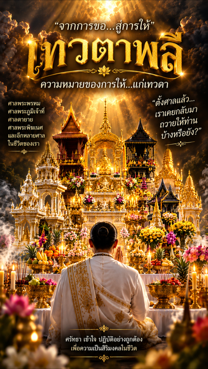 *ตั้งศาลแล้ว...อย่าลืมเทวดา** **ความหมายของ “เทวตาพลี”** ทุกวันนี้... หลายบ้าน หลายบริษัท และหลายสถานที่ มีศาลพระพรหม ศาลพระภูมิเจ้าที่ ศาลตายาย หรือศาลพระพิฆเนศ ตั้งอยู่ ในวันที่เราตั้งศาล เราตั้งใจอัญเชิญสิ่งที่เราเคารพด้วยจิตที่ศรัทธา ให้เป็นที่สักการะและเป็นที่ยึดเหนี่ยวจิตใจ แต่เมื่อเวลาผ่านไป... ศาลบางแห่งกลับถูกปล่อยให้เงียบเหงา เราอาจนึกถึงท่าน...ในวันที่ต้องการขอพร แต่คำถามที่อยากชวนทุกคนคิดก็คือ... **เมื่อเราตั้งศาลไว้เพื่อขอพรจากท่านแล้ว เราเคยกลับมา...เพื่อถวายให้ท่านบ้างหรือยัง?** การสักการะ...ไม่ได้มีเพียงการขอ แต่ยังมีสิ่งหนึ่งที่สำคัญไม่แพ้กัน... นั่นคือ **“การให้”** เมื่อเราเคารพสิ่งใด เราก็ควรแสดงความเคารพด้วยการถวาย นี่คือแนวคิดสำคัญ ที่จะนำเราไปสู่คำว่า... **“เทวตาพลี”** เทวตาพลี... คำว่า “พลี” ในทางพิธีกรรม หมายถึงการถวาย การให้ เมื่อรวมกับคำว่า “เทวตา” จึงหมายถึงการถวายแก่เทวดา การถวายอาจประกอบด้วย มัชฉะมังสาหาร ผลาหาร กระยาหาร ดอกไม้ ธูปเทียน และเครื่องสักการะต่าง ๆ ตามคติและธรรมเนียมของแต่ละพิธี หัวใจสำคัญของเทวตาพลี จึงไม่ใช่เพียงเรื่องของการขอพร แต่คือการแสดงความเคารพ และการรู้จัก **“ให้”** แก่สิ่งที่เราเคารพนับถือ ศาลที่เราเห็นอยู่ในบ้าน หรือสถานที่ต่าง ๆ นั้น...ไม่ได้เหมือนกันทั้งหมด บางแห่งเป็นศาลพระพรหม บางแห่งเป็นศาลพระภูมิเจ้าที่ บางแห่งเป็นศาลตายาย และบางแห่งเป็นศาลพระพิฆเนศ แต่ละแห่งมีที่มา มีคติความเชื่อ และมีธรรมเนียมการสักการะที่แตกต่างกัน ดังนั้น ก่อนจะประกอบพิธี สิ่งสำคัญคือเราต้องรู้ก่อนว่า ศาลที่เราตั้งนั้น...เรากำลังสักการะใคร และควรปฏิบัติต่อท่านอย่างไร เมื่อเข้าใจแล้ว... การถวายก็จะไม่ใช่เพียงการทำตามกันมา แต่เป็นการถวายด้วยความเข้าใจ และความเคารพ เมื่อเราตั้งศาลไว้แล้ว การบวงสรวงประจำปี จึงเป็นอีกโอกาสหนึ่ง...ในการกลับมาถวาย เรานำเครื่องบวงสรวง เครื่องสักการะ มาถวายตามธรรมเนียมของพิธี สิ่งเหล่านี้คือ **“การให้”** ในคติความเชื่อ การถวายเทวตาพลี เป็นการแสดงความเคารพและกตัญญูต่อเทวดา และสำหรับผู้ที่มีศาลอยู่แล้ว การบวงสรวงจึงไม่ได้มีความหมายเพียงว่า... **“วันนี้ฉันมาขอพร”** แต่ยังหมายถึงว่า... **“วันนี้ฉันกลับมา เพื่อถวายและแสดงความเคารพต่อท่าน”** ถ้าท่านมีศาลพระพรหม ศาลพระภูมิเจ้าที่ ศาลตายาย หรือศาลพระพิฆเนศอยู่ที่บ้านหรือสถานที่ของท่าน... ลองกลับไปมองศาลของท่านอีกครั้ง ไม่ใช่เพียงในวันที่เราต้องการขอพร แต่ให้มีวันที่เราได้กลับไป ทำความสะอาด ถวายเครื่องสักการะ และแสดงความเคารพต่อท่านด้วย เพราะในคติของการบูชา ความศรัทธาไม่ได้มีเพียง **“การขอ”** แต่ยังมี **“การให้”** นี่คืออีกความหมายหนึ่งของ... **“เทวตาพลี”** **จากการขอ...สู่การให้ จากการได้รับ...สู่การรู้จักตอบแทน** 🙏🔱 #เทวตาพลี #เทวตาพลีคืออะไร #ตั้งศาล #ตั้งศาลแล้วอย่าลืมเทวดา #ศาลพระพรหม #ศาลพระภูมิ #ศาลพระภูมิเจ้าที่ #ศาลตายาย #ศาลเจ้าที่ #ศาลพระพิฆเนศ #พระพรหม #พระภูมิ #เจ้าที่ #ตายาย #พระพิฆเนศ #บวงสรวง #พิธีบวงสรวง #บวงสรวงประจำปี #พิธีพราหมณ์ #พราหมณ์ #ความรู้พราหมณ์ #ความรู้เรื่องพิธีกรรม #พิธีกรรมไทย #คติความเชื่อ #ความเชื่อไทย #ศรัทธา #การให้ #การขอพร #การทำบุญ #ทำบุญเทวดา #ถวายเทวดา #เครื่องสักการะ #สักการะ #บูชา #สิริมงคล #เรื่องเล่าจากพ่อครู #พ่อครูพราหมณ์ #พ่อครูธวัชชัย #วิภีษณพราหมณ์ #ร่องรอยอารยธรรม #สารคดี #สารคดีไทย #สาระความรู้ #ความรู้คู่ศรัทธา #พิธีบูชา #สายมู #สายมูไทย #ความเชื่อโบราณ #วัฒนธรรมไทย #ประเพณีไทย #ศิลปวัฒนธรรมไทย #ThaiCulture #Brahmin #Hinduism #Ganesha #Brahma #ThaiBrahmin